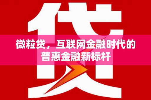 灵川微粒贷，互联网金融时代的普惠金融新标杆